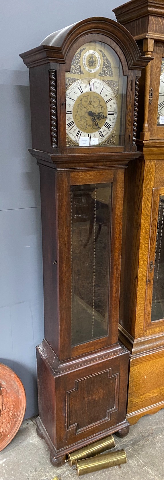 A modern eight day longcase clock, with strike/silent in the arch, height 193cm